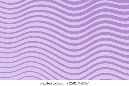 Purple wavy lines pattern. Poster with coloring waves. Curvy shapes, impression painting concept. Abstract smooth geometric texture. Optical illusion background, aesthetic print vector illustration