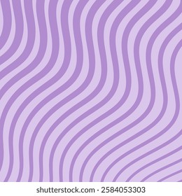 Purple wavy lines pattern. Poster with coloring waves. Curvy shapes, impression painting concept. Abstract smooth geometric texture. Optical illusion background, aesthetic print vector illustration