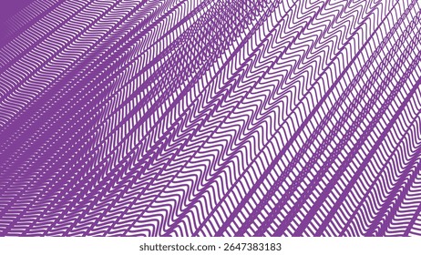 Plano de fundo padrão contínuo de linha de listras onduladas roxas para papel de parede de tecido elegante e design digital