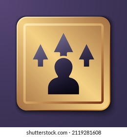 Lila Web-Design und Front-End-Entwicklung Symbol einzeln auf violettem Hintergrund. Goldquadrat-Taste. Vektorgrafik