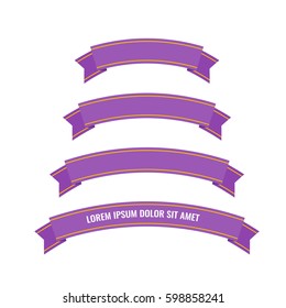 Purple web ribbon banners set. Design vector illustration