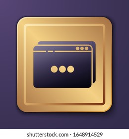Purple Website template icon isolated on purple background. Internet communication protocol. Gold square button. Vector Illustration