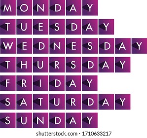 Purple Weekdays with Letters in the Box