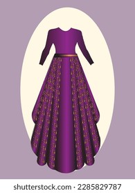 PURPLE WESTERN BRIDE FROCK WITH GOLDEN DETAILING PURPLE BELT FROCK FOR BRIDE