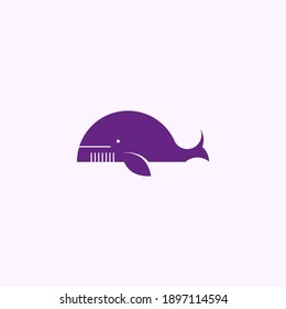 purple whale vector illustration for icon, symbol or logo. simple logo design. great for business identity