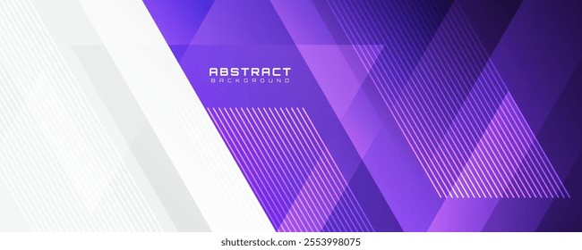 Purple white abstract background overlap layer on bright space with diagonal lines effect decoration. Modern graphic design element triangles style concept for banner, flyer, card, or brochure cover
