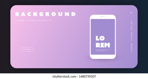 Purple and White Advertising, Poster or Landing Page Template Design with Smartphone Silhouette for Your Business Project - Vector Illustration