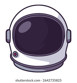 purple and white astronaut helmet space safety protect flat color vector illustration template design