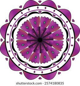 Purple White and Back Floral Mandala Design Vector