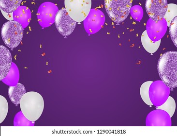 purple and white balloons and on the background. Eps 10 vector file