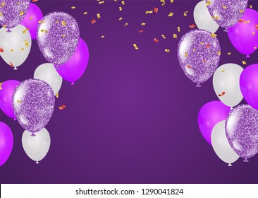 purple and white balloons and on the background. Eps 10 vector file