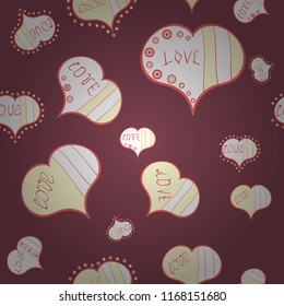 Purple, white and beige. Vector illustration. Valentines day hearts. Texture background texture.