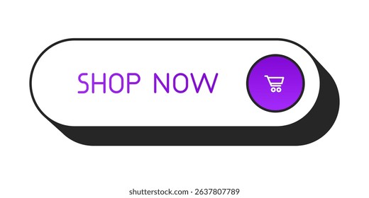 Purple, white and black CTA button with text: Shop now.
