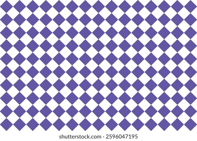 Purple and white checkerboard seamless pattern. A symmetrical checkered pattern with alternating purple and white squares, forming a simple yet striking geometric design. 
