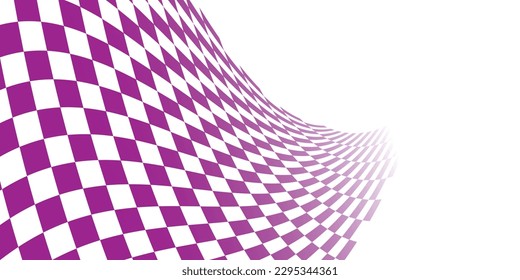 Purple and white checkered abstract background. Race background with space for text. Racing flag vector illustration. Flag race background. 