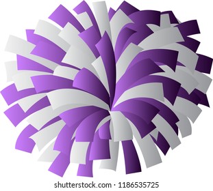 Purple and white cheerleader pom-pom