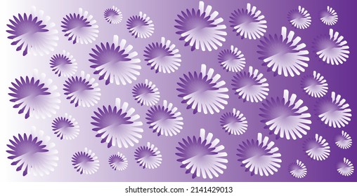 Gradiente de color púrpura y blanco con fondo de diseño de flores redondeadas
