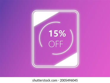 Purple and white colors coupon of 15% discount to use on your online sales.