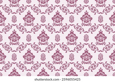 Purple and white Damask Seamless Pattern Vector Illustration for Elegant textile