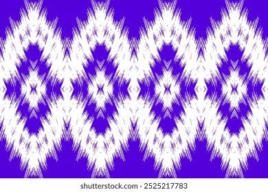 Purple and White Diamond Ikat Pattern: Striking Seamless Geometric Design for Modern Fashion, Bold Home Decor, and Unique Interior Textiles