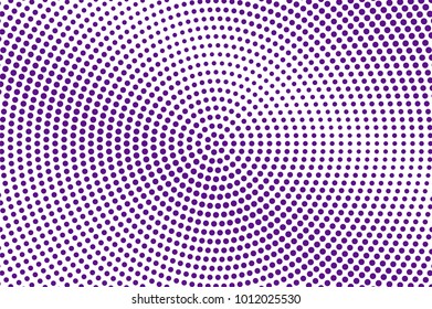 Purple white dotted halftone. Halftone vector background. Centered rough dotted gradient. Retro futuristic texture. Violet dot on transparent backdrop. Abstract dotwork. Pop art design template
