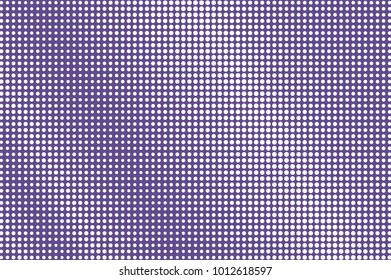 Purple white dotted halftone. Halftone vector background. Diagonal regular dotted gradient. Retro futuristic texture. Purple dot on transparent backdrop. Abstract dotwork. Pop art design template