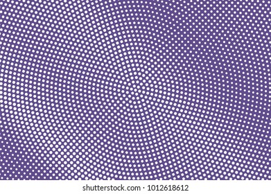 Purple white dotted halftone. Halftone vector background. Diagonal grunge dotted gradient. Retro futuristic texture. Purple dot on transparent backdrop. Abstract dotwork. Pop art design template