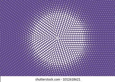 Purple white dotted halftone. Halftone vector background. Radial rough dotted gradient. Retro futuristic texture. Purple dot on transparent backdrop. Abstract dotwork. Pop art design template