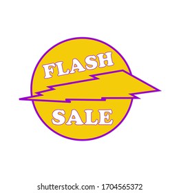 Purple and white flash sale icon split by bolt isolated on light background can be used for online or printed promotion or marketing materials 