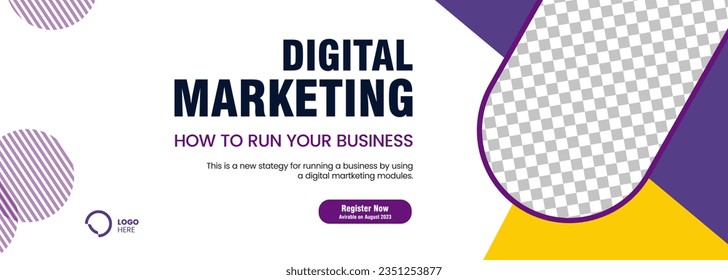 Purple and white Flyer and website banner design, Digital marketing, Purple Digital marketing banner, blochure template