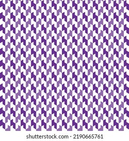 Purple and white houndstooth pattern background. Houndstooth fabric background. Textile design pattern. Purple and white color pattern.