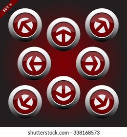 purple white icons with arrows - eight directions on a violet background