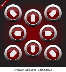 purple white icons with arrows - eight directions on a violet background