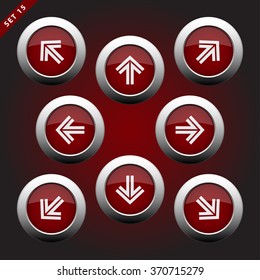purple white icons with arrows in eight directions on a violet background