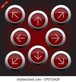 purple white icons - arrows in eight directions on a violet background