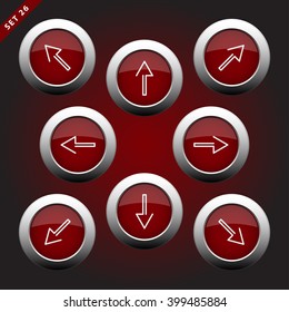 purple white icons - arrows in eight directions on a violet background