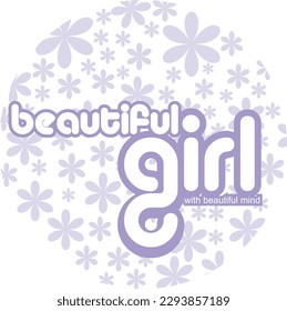 A purple and white logo with the word Beautiful girl with beautiful mind typography EPS 10 editable vector