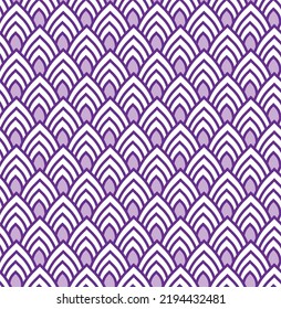 Purple and white lotus leaf pattern on monochrome background. Interlocking  Inspiration Thai Art shape in classic retro style. Abstract wave art.