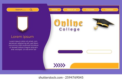 purple and white online college website template