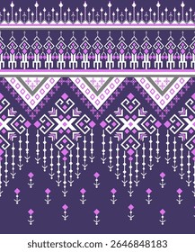 Purple White Pink Geometry Native American Indian Ethnic Navajo Traditional Decoration Pattern 