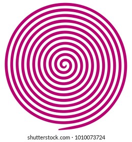 Purple and white round abstract vortex hypnotic spiral.  Vector illustration optical illusion helix anaglyph opt art illustration. Volute, maze, concentric lines, circular, rotating clip art isolated.