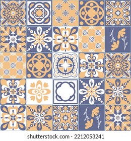 Purple white seamless pattern, traditional Spanish Azulejo tile, vector illustration