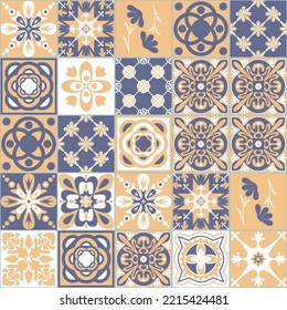 Patrón inmaculado morado, mosaico tradicional de azulejos azulejo español