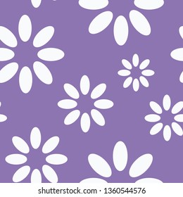 Purple and white seamless vector background with elements of flowers. Perfect for fabric, gift wrap, wall paper, scrapbooking, quilting, home decor, invitation and projects.