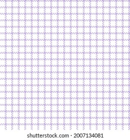 Purple and white simple stitched graph paper plaid. Seamless vector grid check pattern suitable for fashion, home decor and stationary.