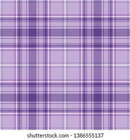 Purple  and  White  Tartan Plaid Scottish Seamless Pattern. Texture from tartan, plaid, tablecloths, shirts, clothes, dresses, bedding, blankets and other textile. 