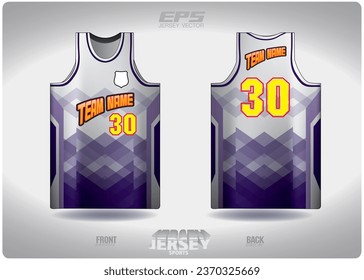 purple and white wall tile pattern design, illustration, textile background for sports t-shirt, football jersey shirt mockup for football club. consistent front view