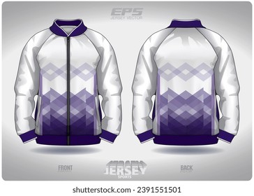 purple and white wall tile pattern design, illustration, textile background for sports t-shirt, football jersey shirt mockup for football club. consistent front view