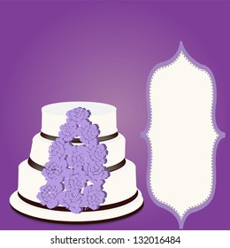 Purple and white wedding cake with bubble message