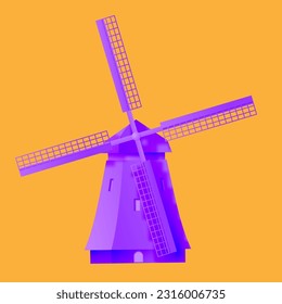 purple windmill on orange background